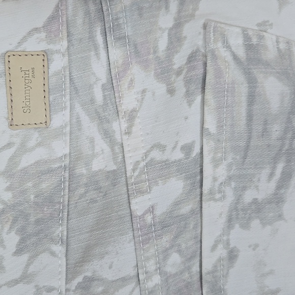 Skinnygirl White and Gray Patterned Marbled Christina Marie Skinny Jeans Size 14 - Picture 10 of 13